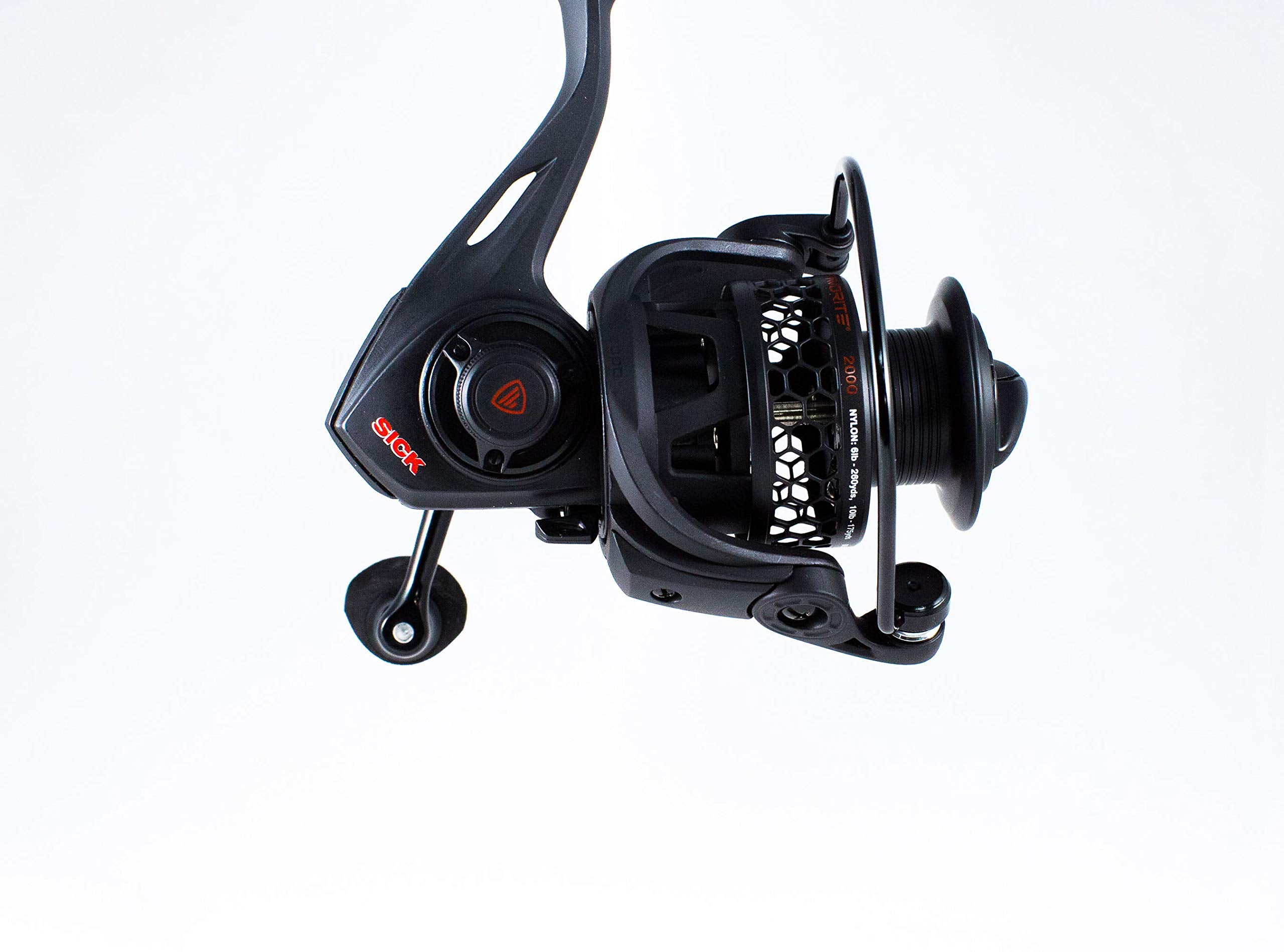 Favorite Sick Stick Spinning Reel spool and handle detail emphasizes fast retrieves and durability.
