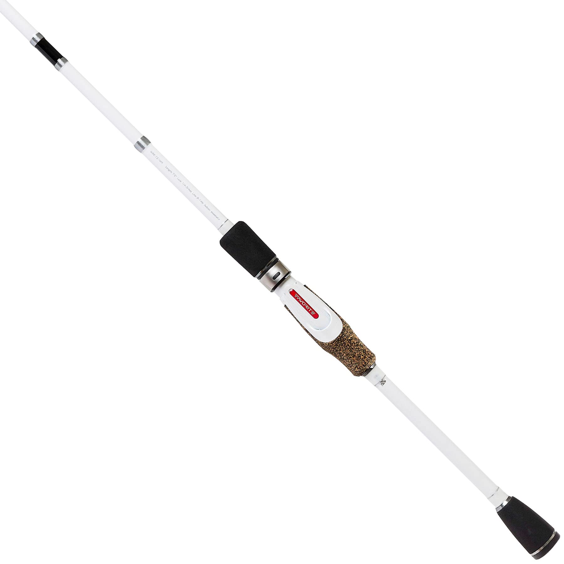 FAVORITE White Bird spinning rod reel seat detail, comfortable grip for long sessions.