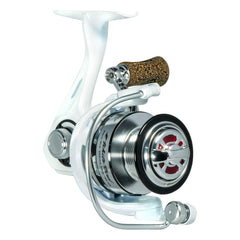 FAVORITE White Bird Spinning Reel with lightweight carbon composite body, convertible left/right, cork knob handle