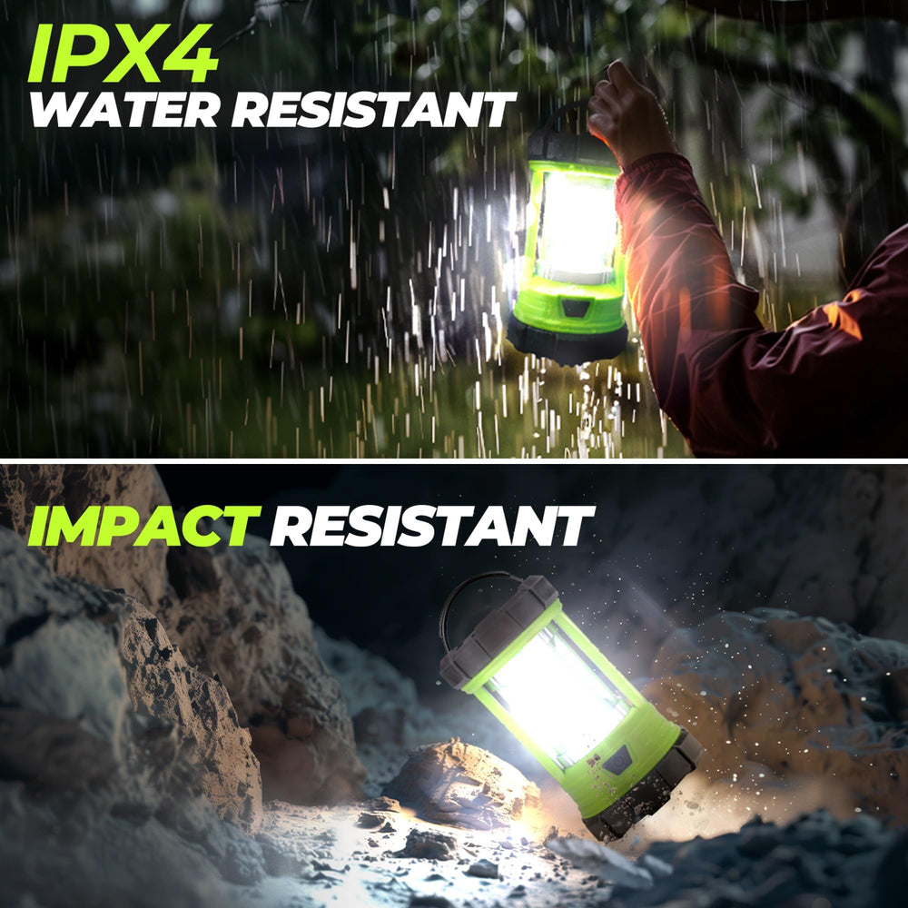 Favourlite lantern shockproof body withstands rugged camping adventures.