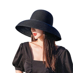 FAYTEK Women's Hepburn hat front view with wide brim for sun shade