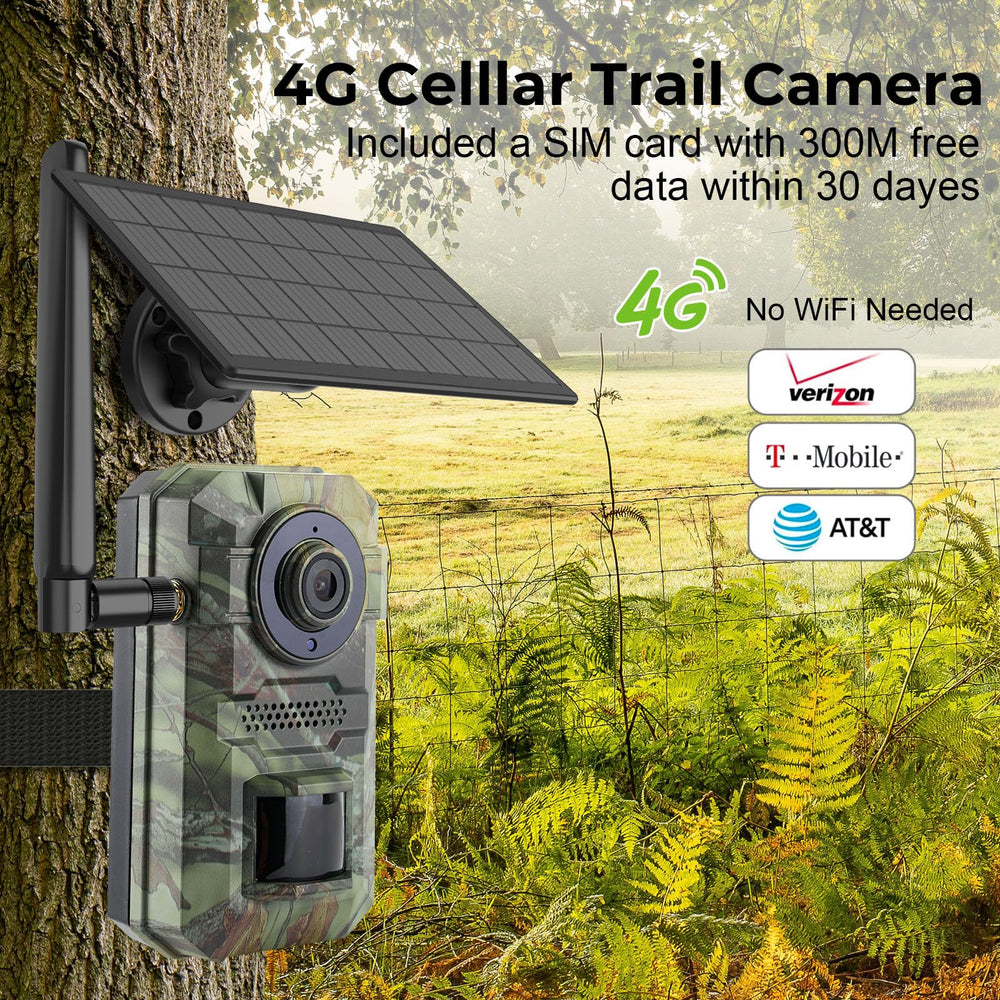 FBYEG Trail Camera 2 Pack back panel with built-in SIM for cellular connectivity