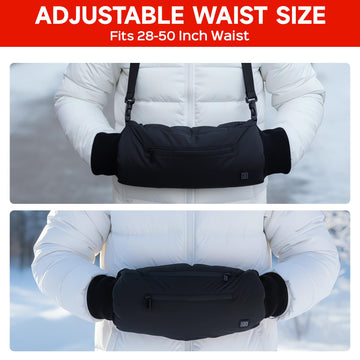 FCABBLEY heated hand warmer muff battery indicator shows long-lasting power
