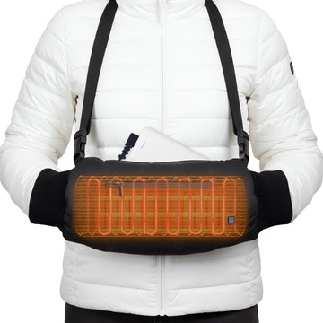 FCABBLEY heated hand warmer muff front view with cozy fleece warmth