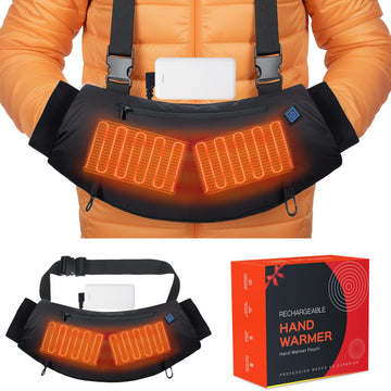 FCABBLEY heated hand warmer muff front view shows all-weather warmth for winter activities
