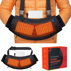 FCABBLEY heated hand warmer muff front view shows all-weather warmth for winter activities