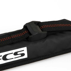 Boards secured with FCS Cam Lock during road trips.