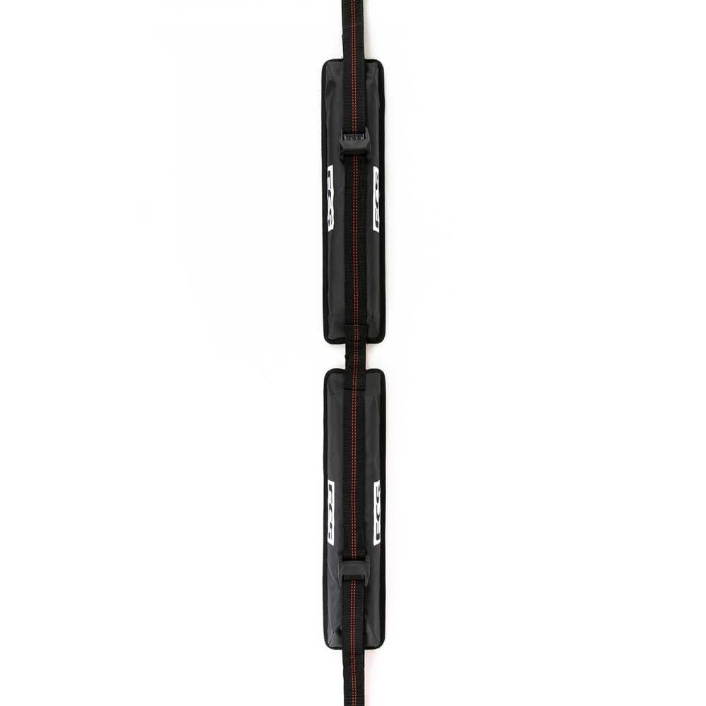 FCS Cam Lock Double Soft Racks on car roof for secure board transport.