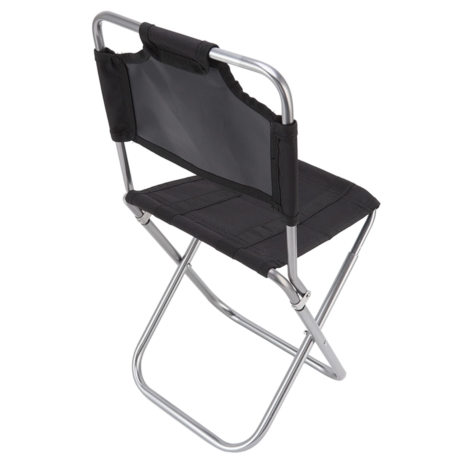 Fdit mini folding chair in black with Oxford seat for quick outdoor seating.