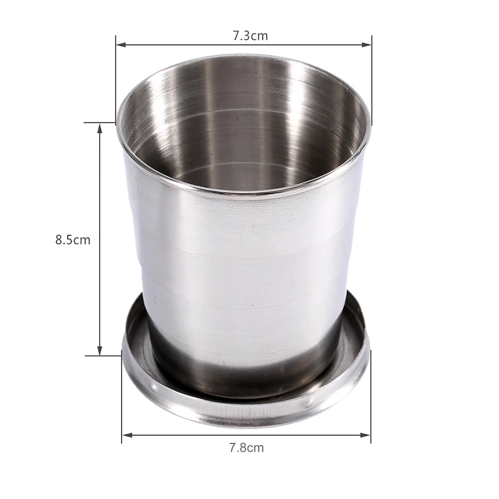 Fdit stainless steel collapsible cup with keychain attachment for quick access