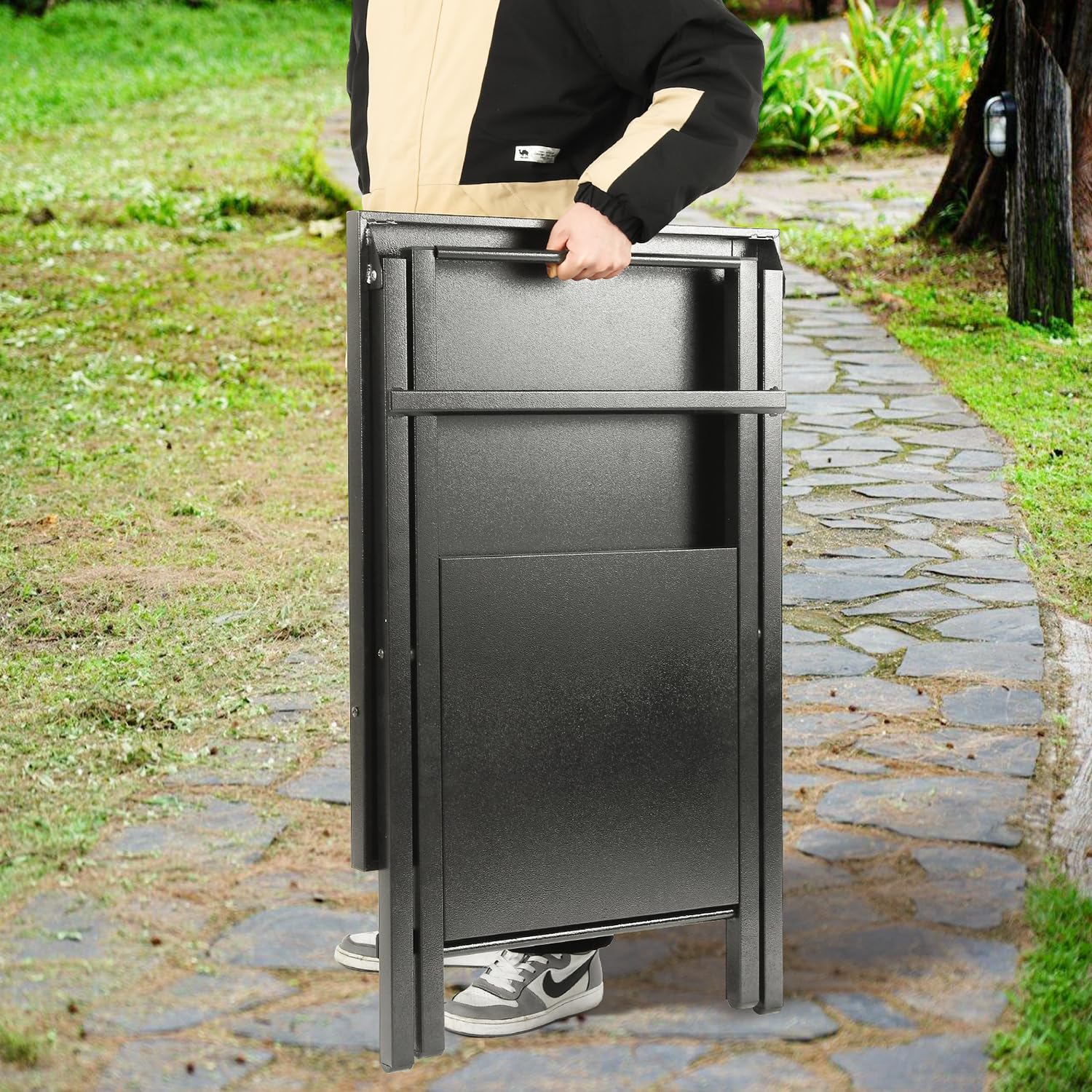 Feasto griddle stand for indoor or outdoor cooking prep.