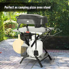 Feasto grill table with paper tower holder keeps towels handy while grilling
