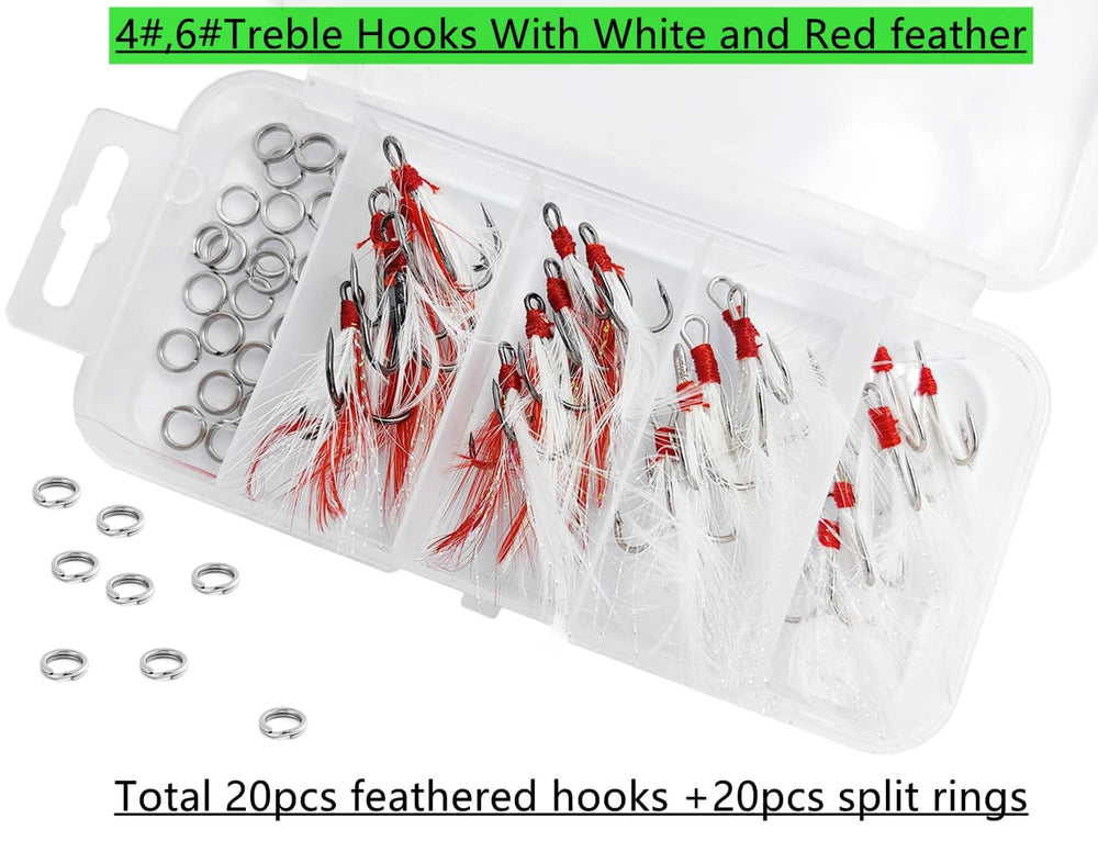 Using feathered treble hooks for lures in freshwater and saltwater