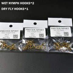 Fly tying threads and metallic yarns included in the kit