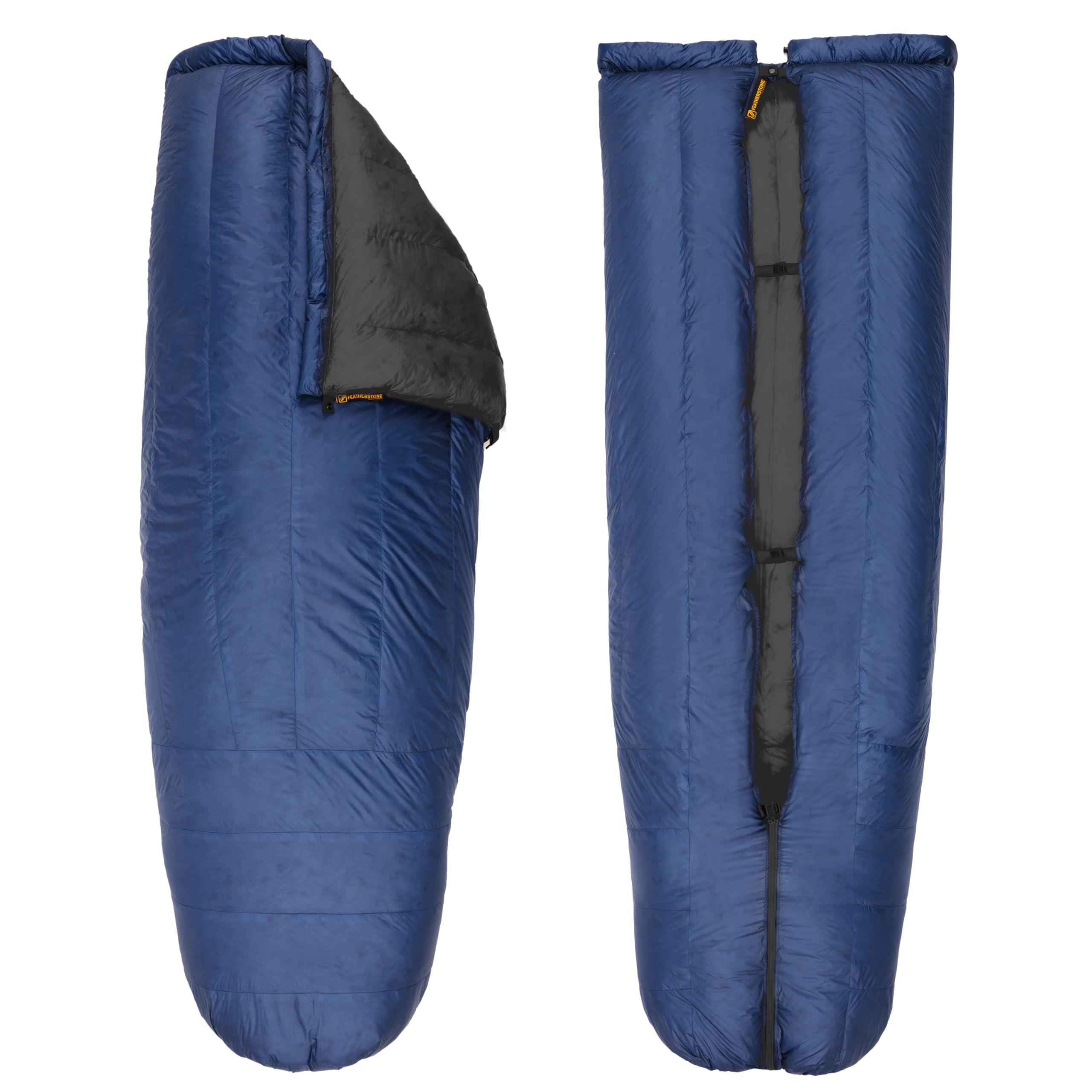 Featherstone Moondance 25 top quilt navy for versatile ultralight warmth