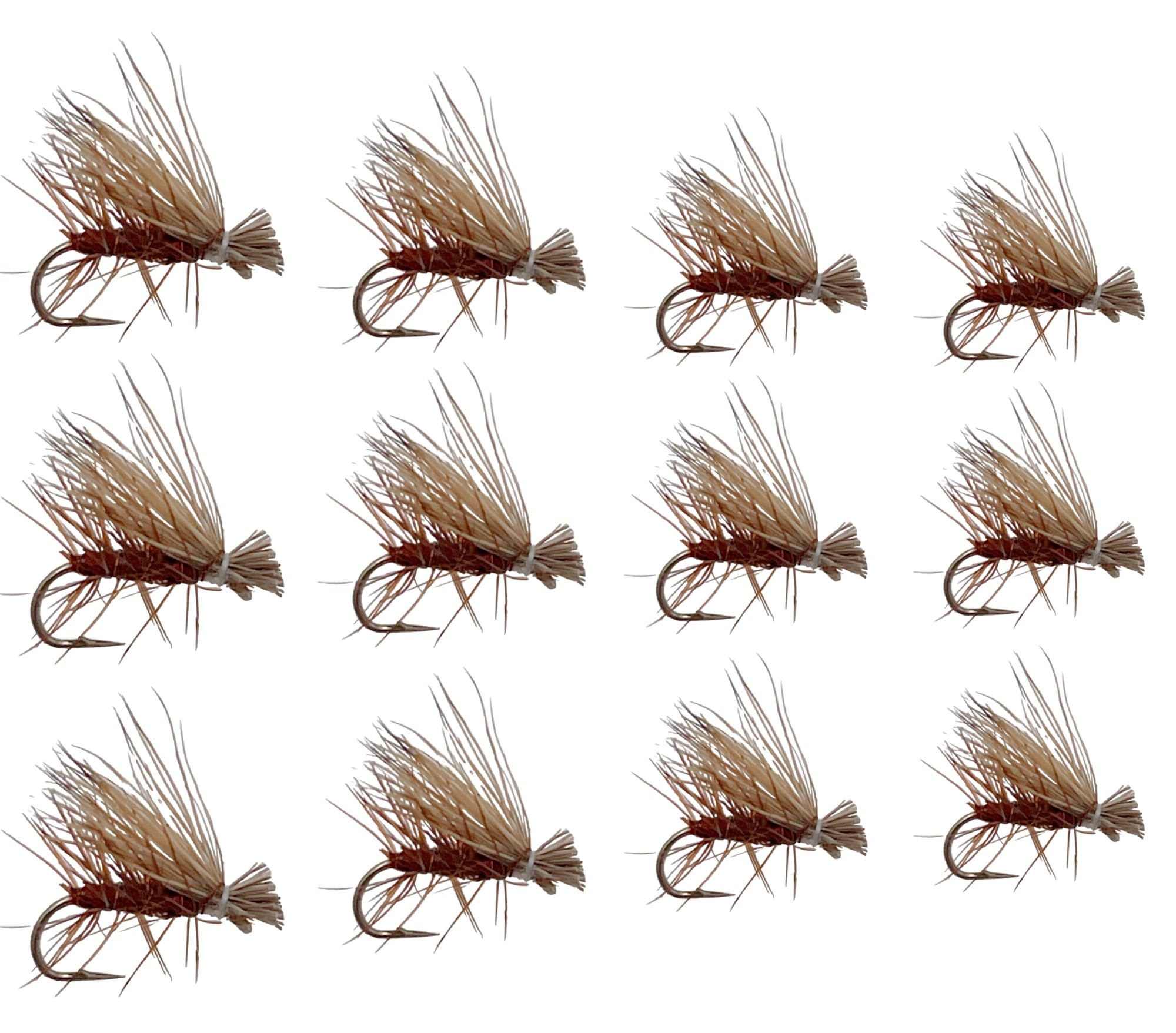 Feeder Creek Premium Brown Elk Hair Caddis Flies 12pc - full product view