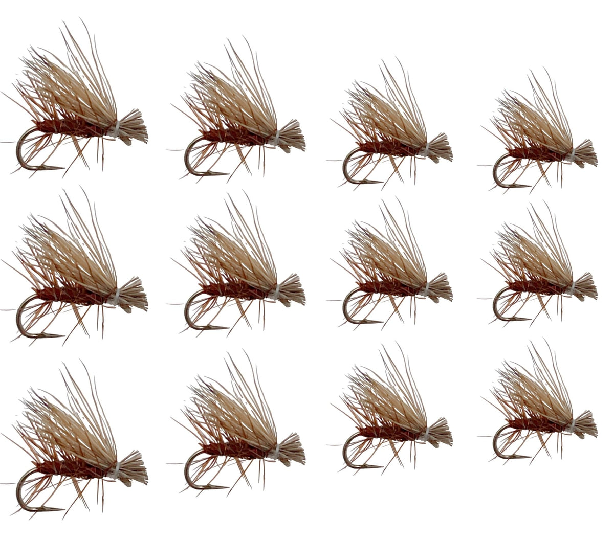Feeder Creek Premium Brown Elk Hair Caddis Flies 12pc - full product view
