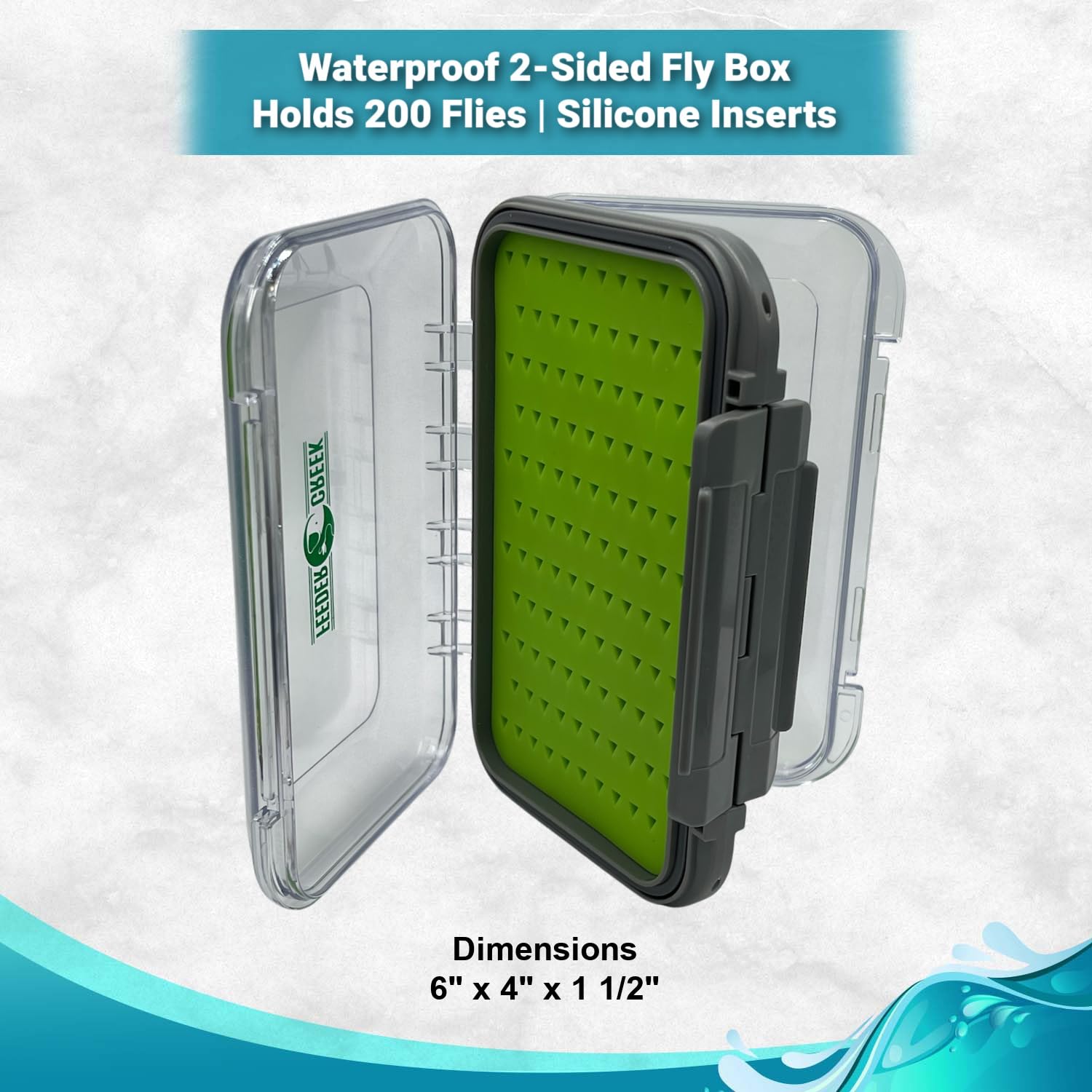 Feeder Creek waterproof fly box protects contents during lakeside and river outings