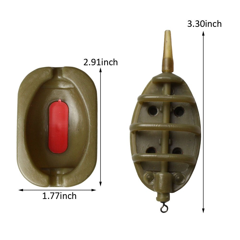 Feeder length 3.3 inches, mould length 2.91 inches, width 1.77 inches