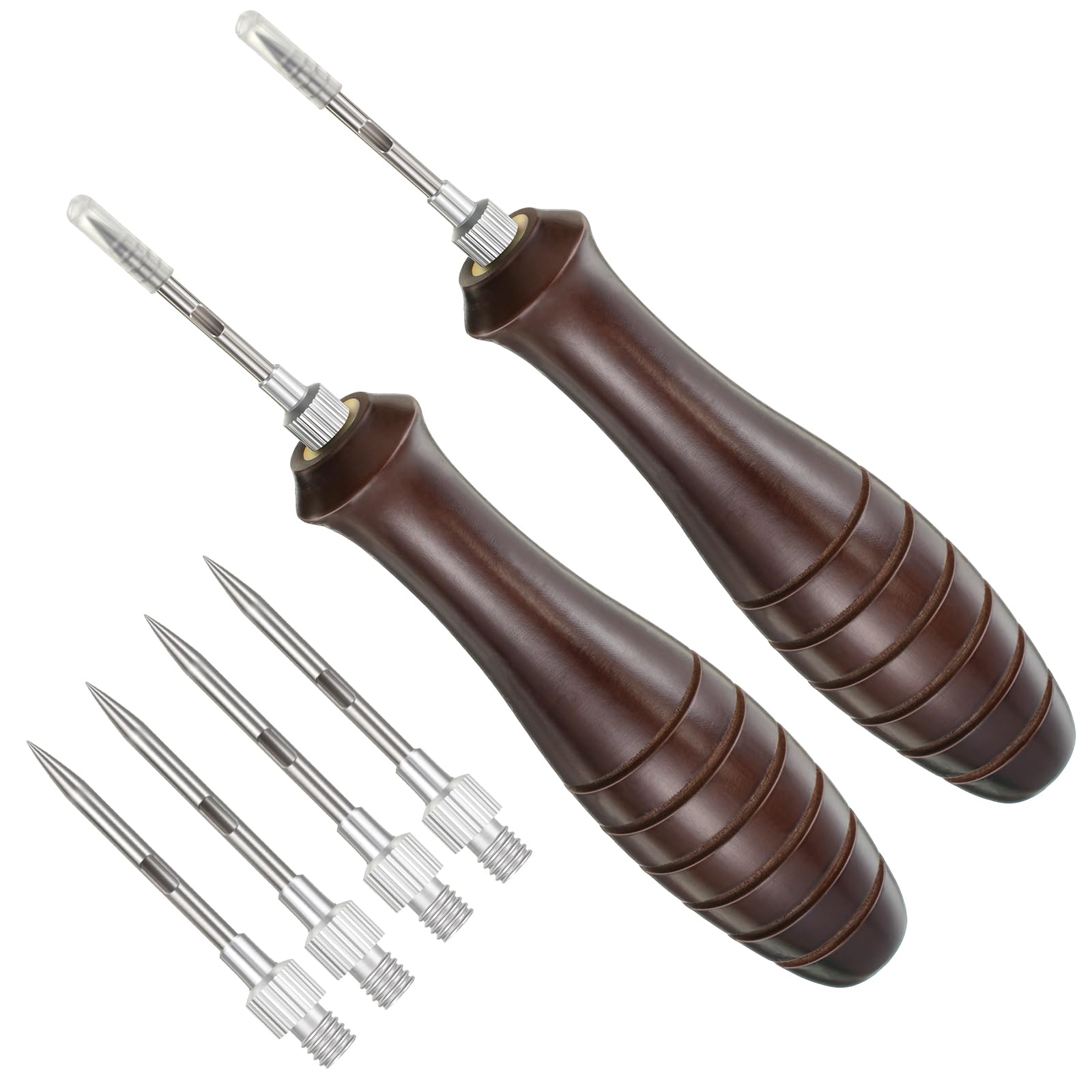 Feekoon 2-pack fish venting tool with dark brown wooden handle