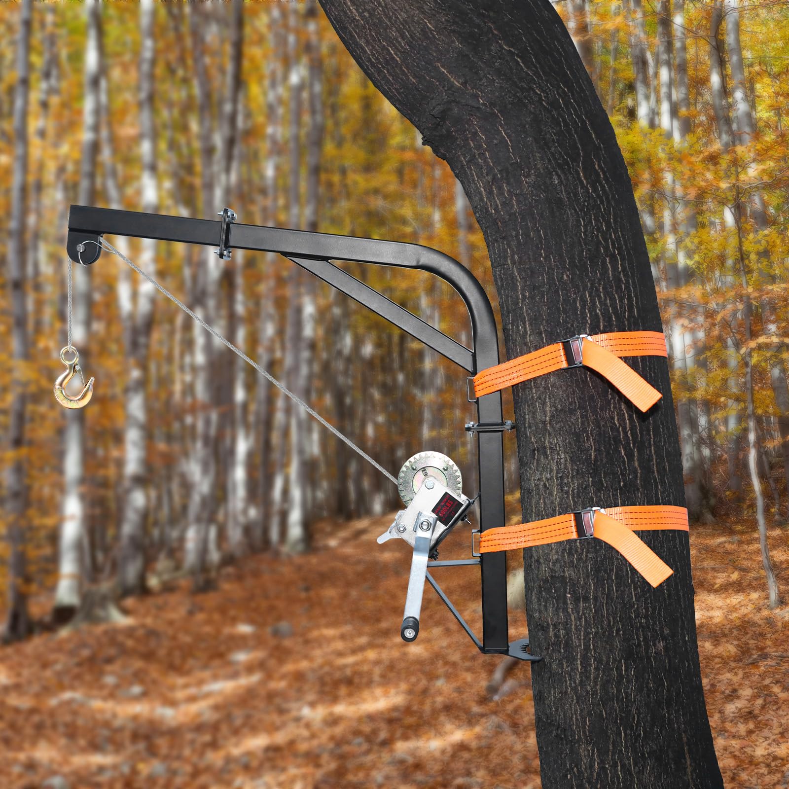 Feekoon deer hoist feeders-hanger showcases versatile use around farm tasks.