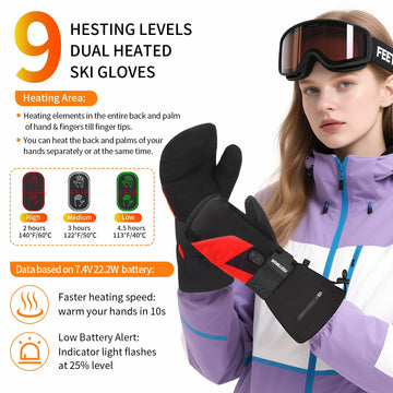 FEETMOR heated gloves battery-upgrade powers faster heat for longer sessions on the slopes.