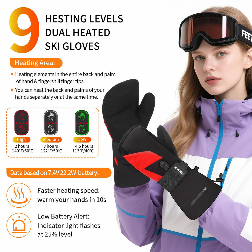 FEETMOR heated gloves battery-upgrade powers faster heat for longer sessions on the slopes.