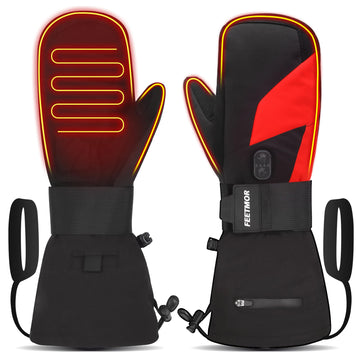FEETMOR heated mittens palm-back-fingertips coverage delivers all-day warmth for outdoor enthusiasts.