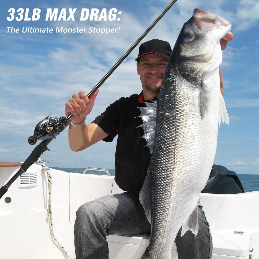 FEIERNOU Baitcasting Reel in hand for comfortable long sessions.