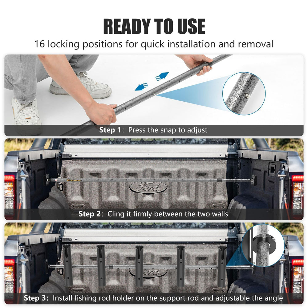 Tool-free quick setup action demonstrated on FEIMIRE rod holder