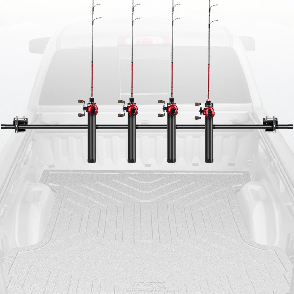 FEIMIRE Inshore Rod Holder in truck bed keeping rods organized during road trips.