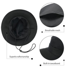 FEINION dark grey bucket hat - top view showing crown mesh ventilation