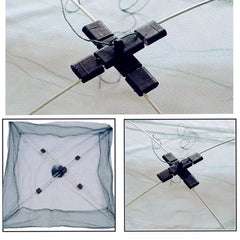 Fellibay Hofumix net assembly with rods clicked together for quick setup.