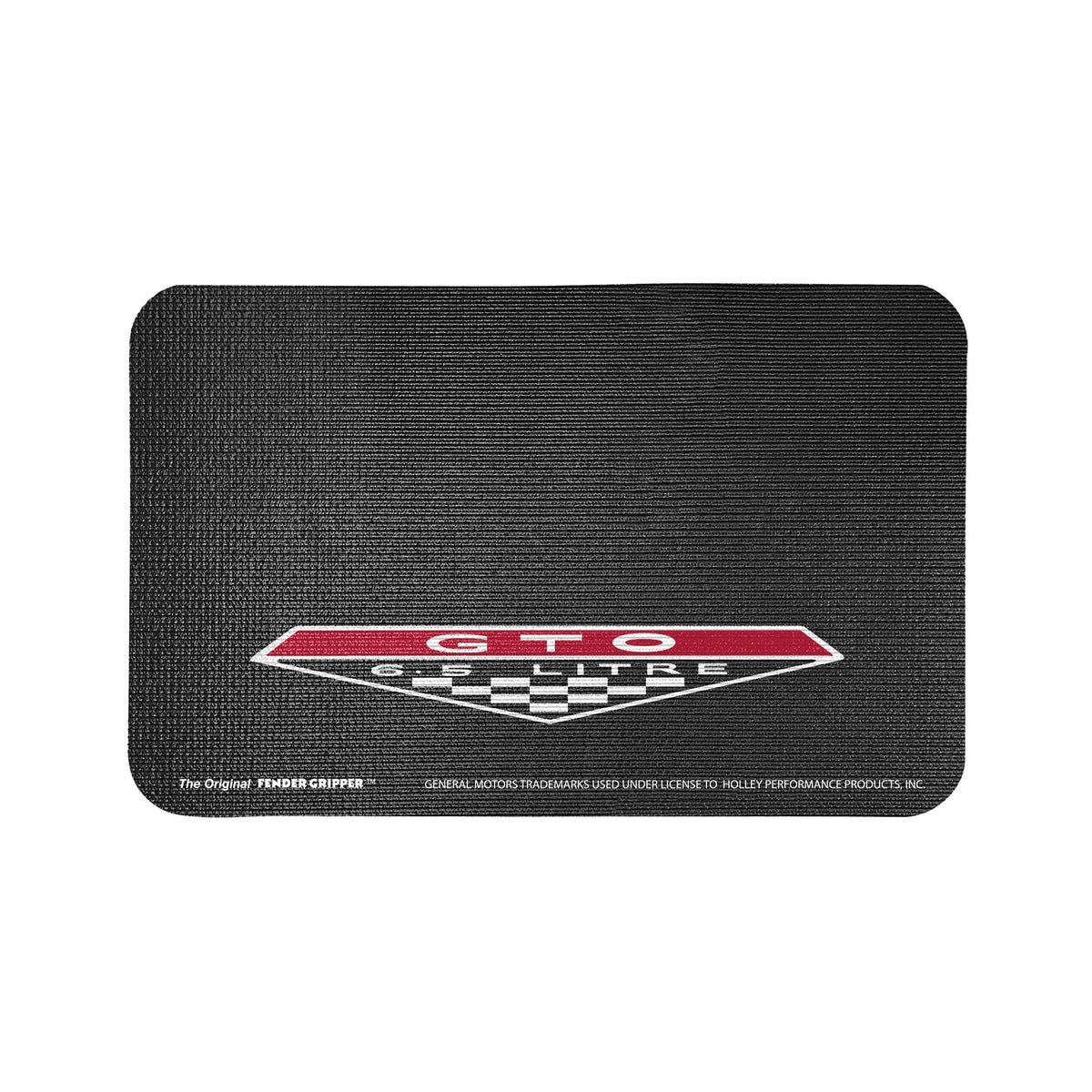 Fender Gripper cover with Pontiac GTO 6.5L logo protects exterior paint during maintenance.