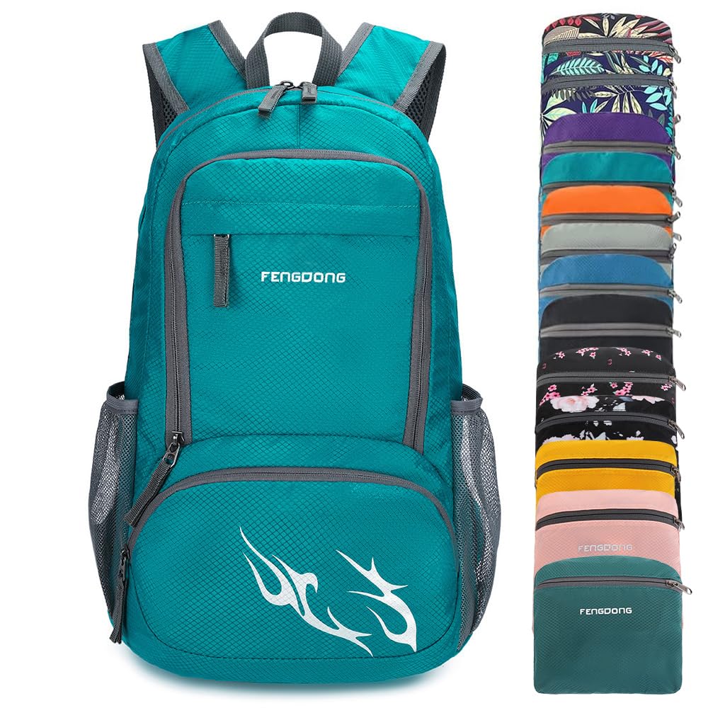 FENGDONG 35L foldable backpack folded compact for easy packing and travel readiness