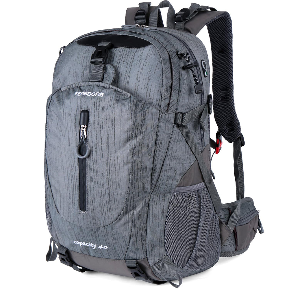 FENGDONG 40L backpack front-view highlights spacious storage for day hikes