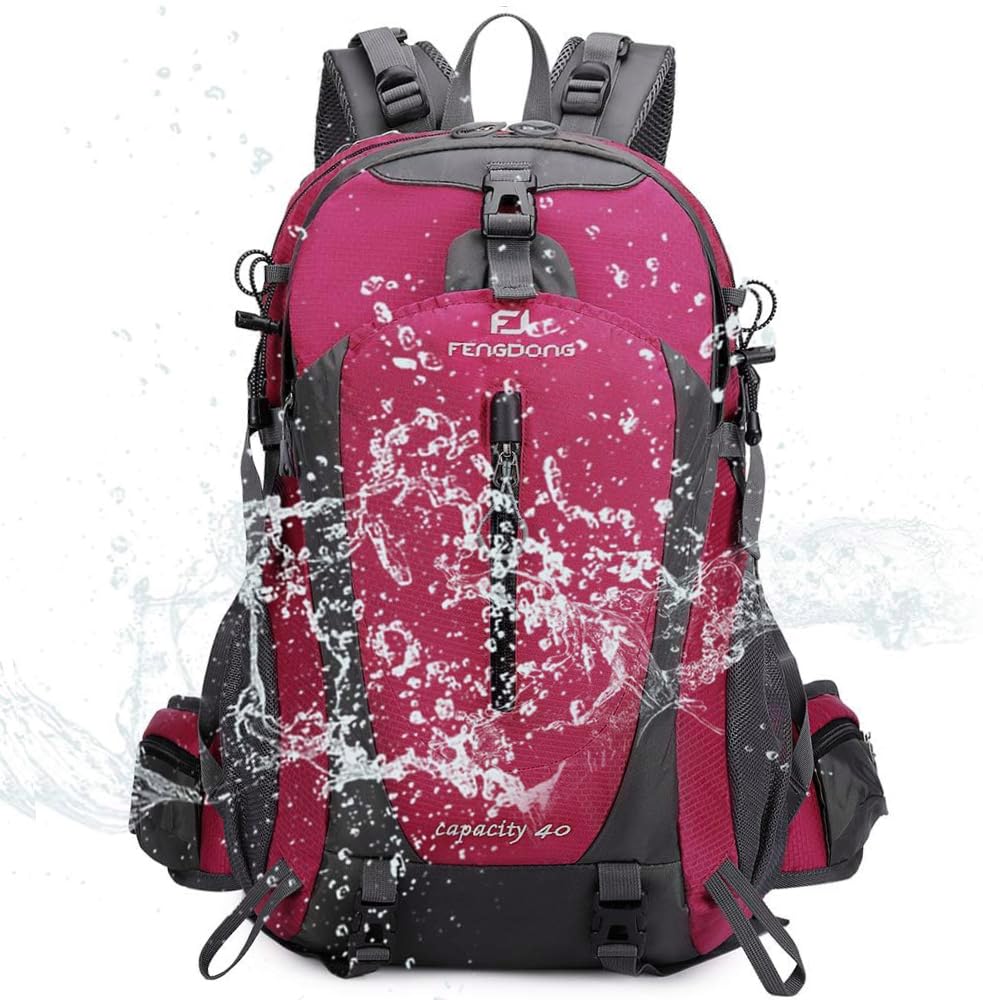 FENGDONG 40L padded shoulder straps reduce strain during long treks.