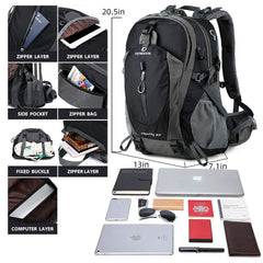FENGDONG 40L daypack back padding provides all-day comfort