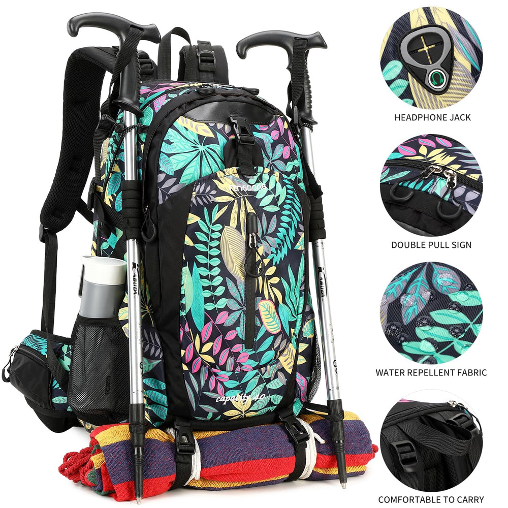 FENGDONG 40L daypack shoulder straps close-up displaying mesh padding and support