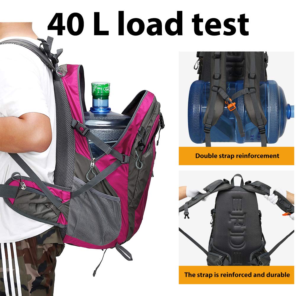 FENGDONG 40L pink daypack with multi-compartment design for organized trips