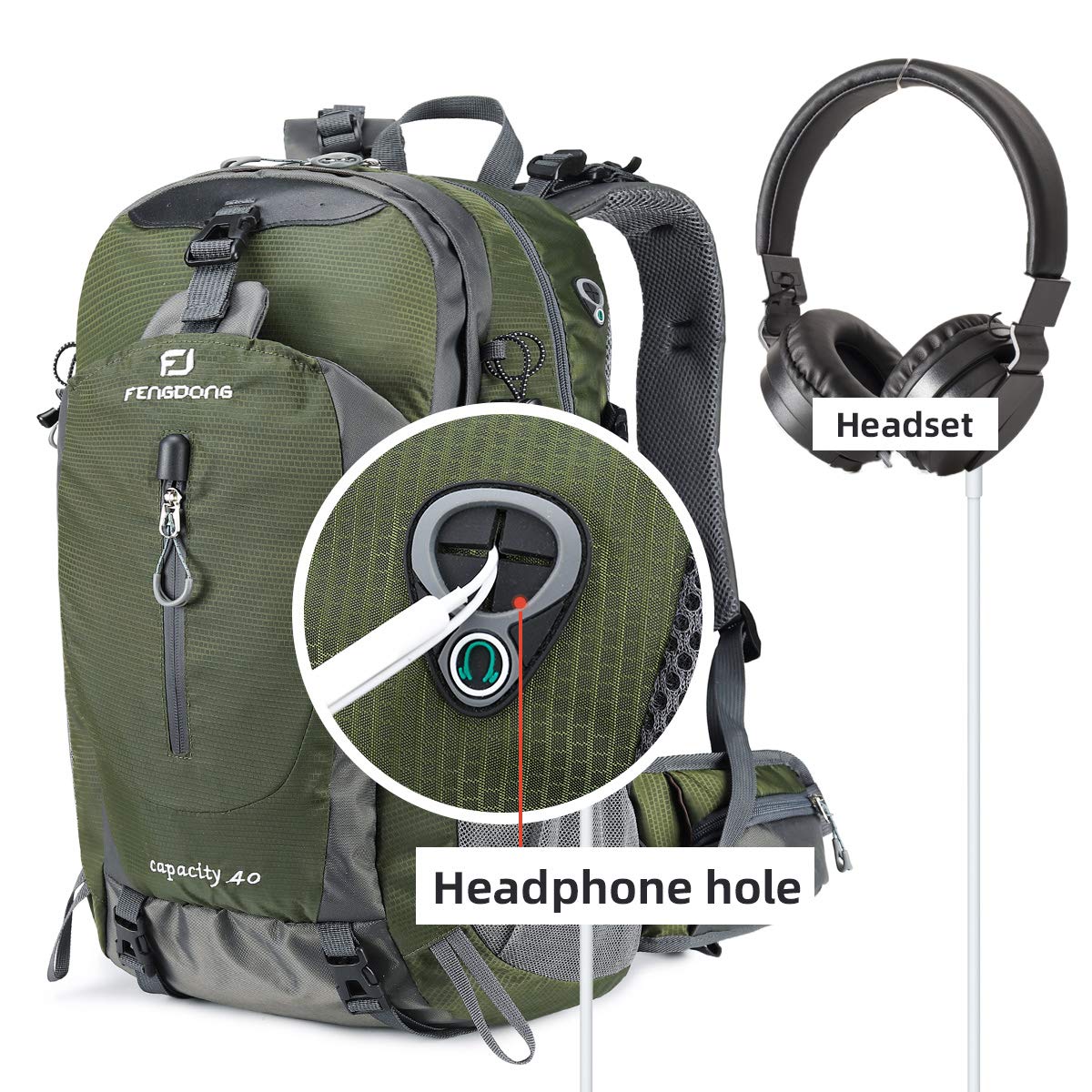 FENGDONG ergonomic padded shoulder straps shown for comfortable carrying.