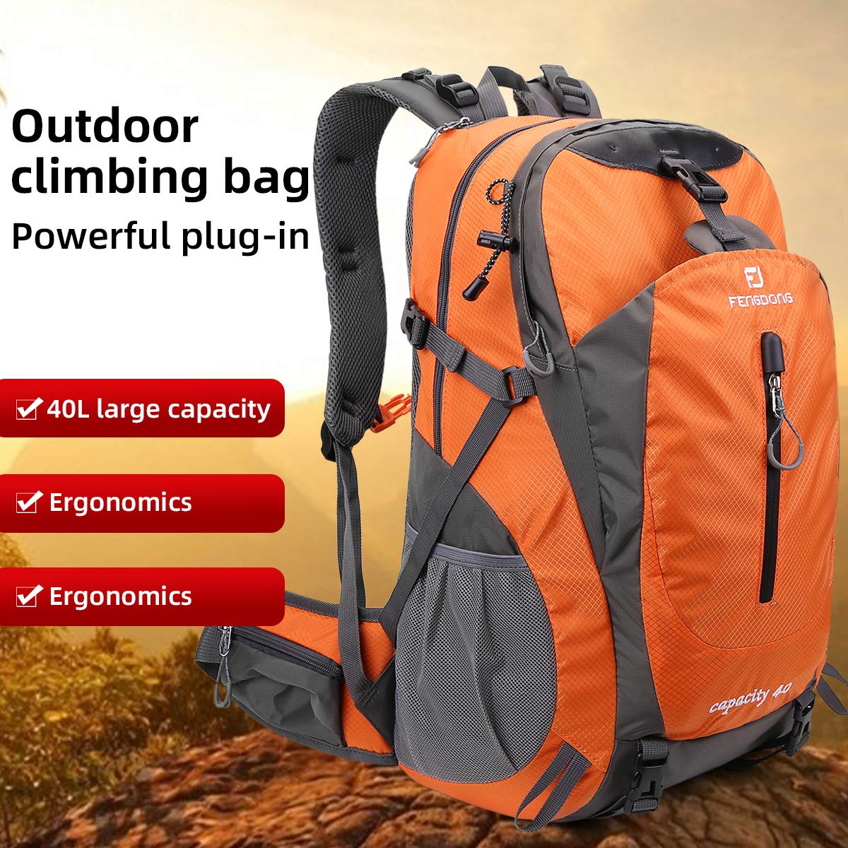 FENGDONG daypack back strap with padding for comfortable carry