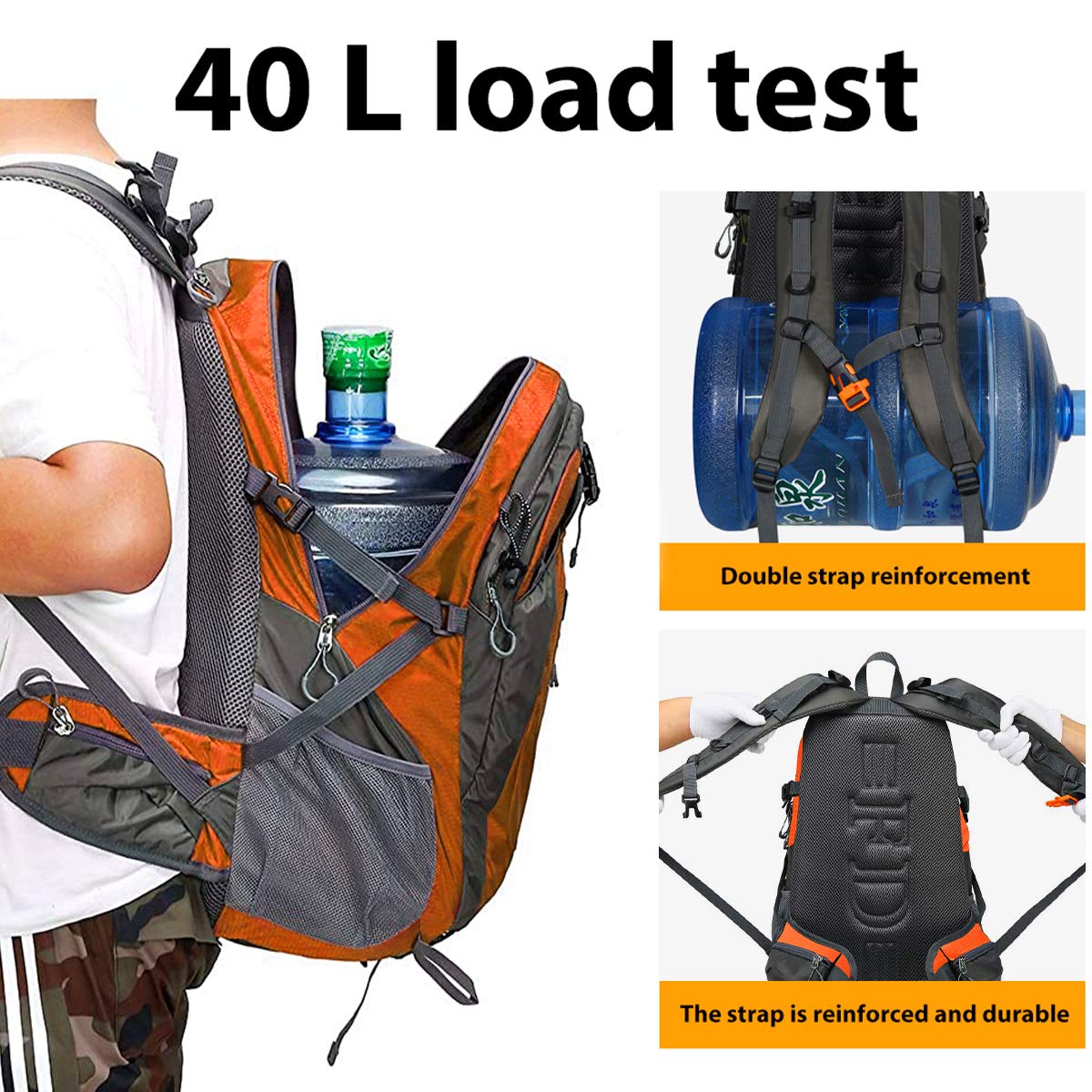 FENGDONG daypack main compartment reveals organized 40L capacity