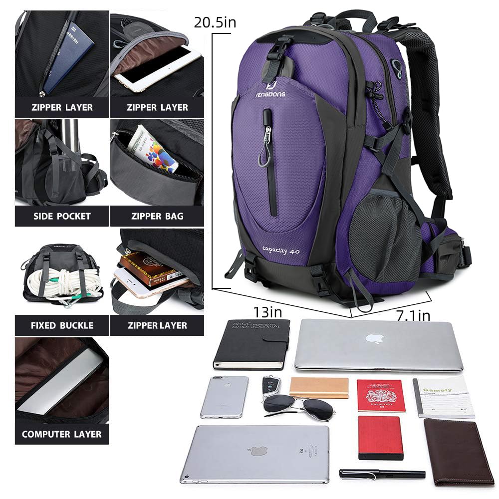 FENGDONG daypack side pocket for quick-access gear during trips.