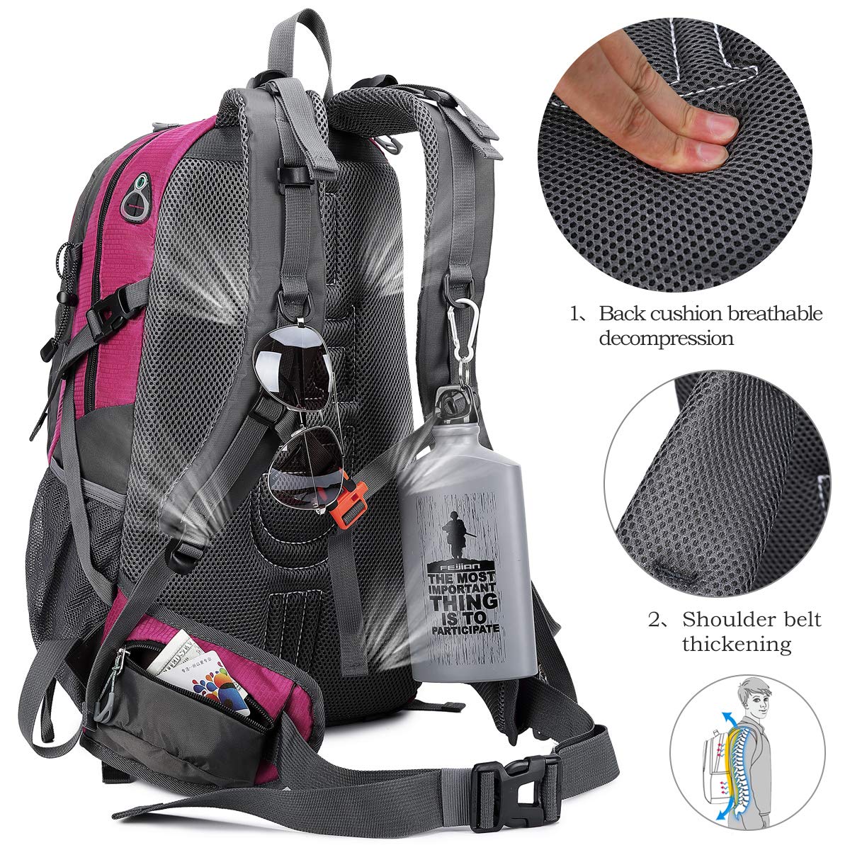 FENGDONG lightweight pink backpack weighing about 1.9 pounds for easy carrying