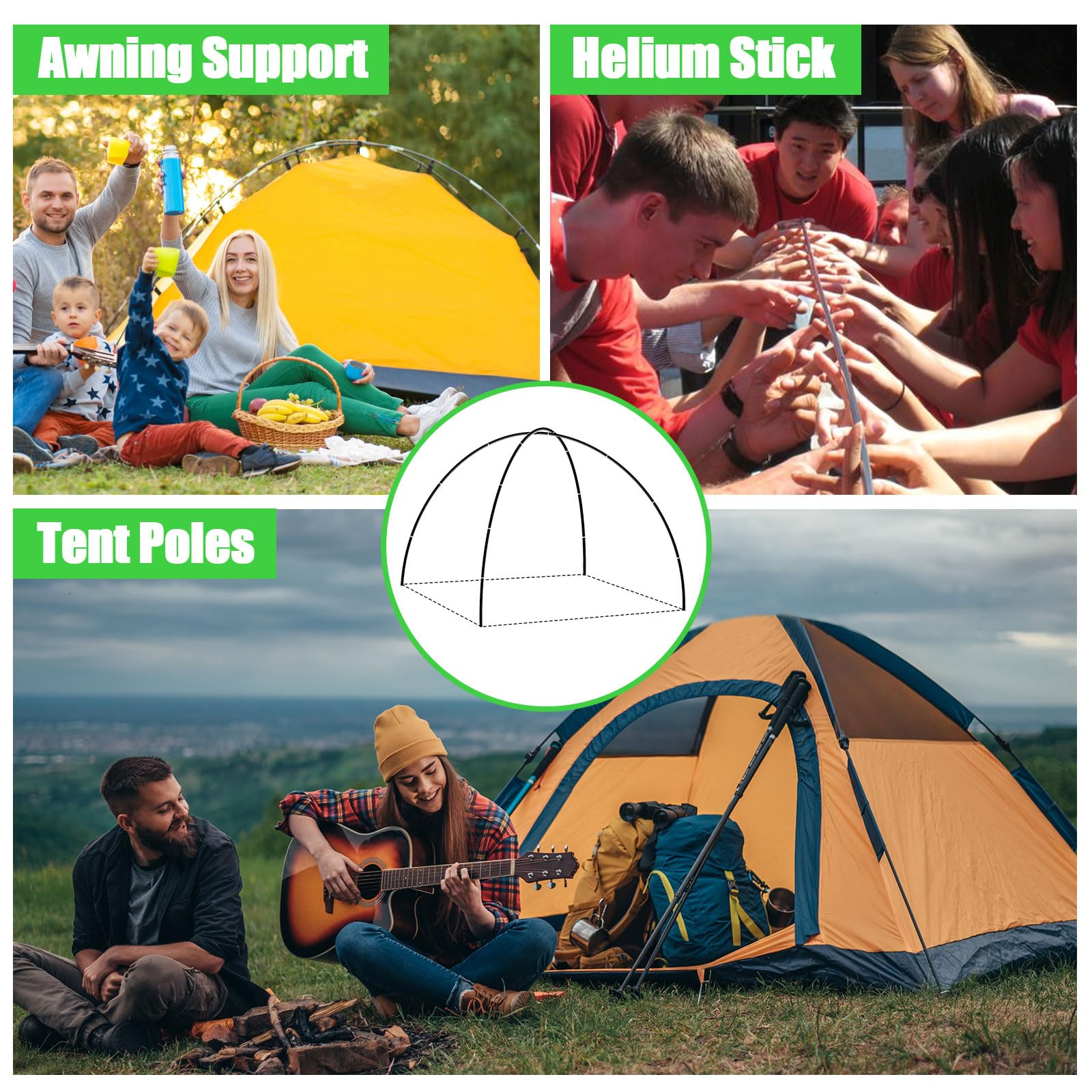 FENGKONG tent poles fit 4-5 person tents for versatile outdoor use.