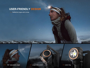 Fenix headlamp IP68 rating shown for waterproof and dustproof performance