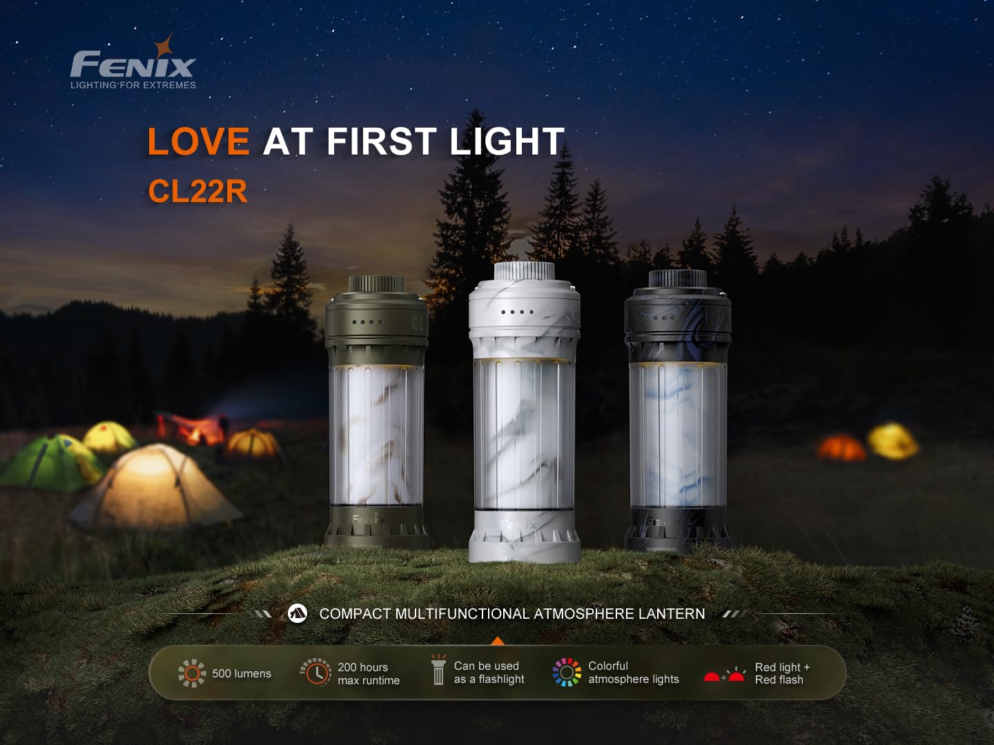 Fenix CL22R red light mode preserves night vision for nighttime activities.