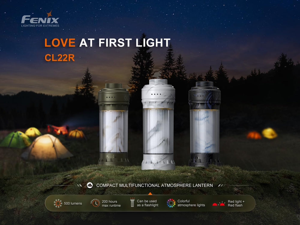 Fenix CL22R red light mode preserves night vision for nighttime activities.