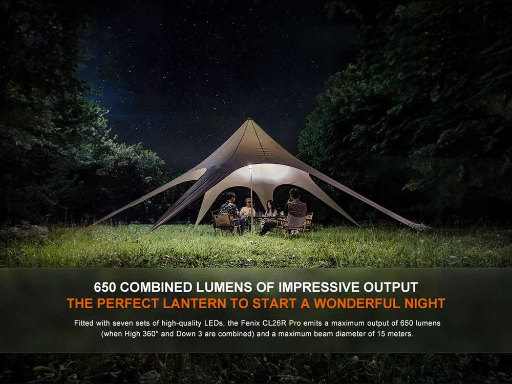 Fenix CL26R Pro lantern with USB-A output to charge devices during emergencies